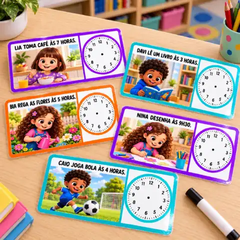 Kit cada momento tem sua hora: Atividade horas anos — amostra 1: Aprender as horas fica mais divertido com 18 cartelas… Kit cada momento tem sua hora: Atividade horas anos — amostra 1: Aprender as horas fica mais divertido com 18 cartelas…