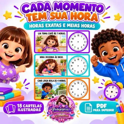 Kit cada momento tem sua hora: Atividade horas anos — capa do material