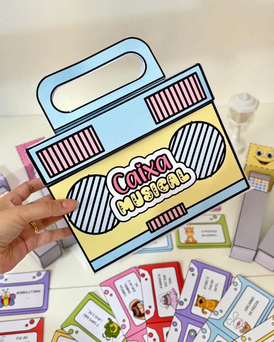 Kit Caixa Musical em PDF para Educação Infantil — amostra 1: Anime a roda de música com 24 fichas ilustradas, caixa em…