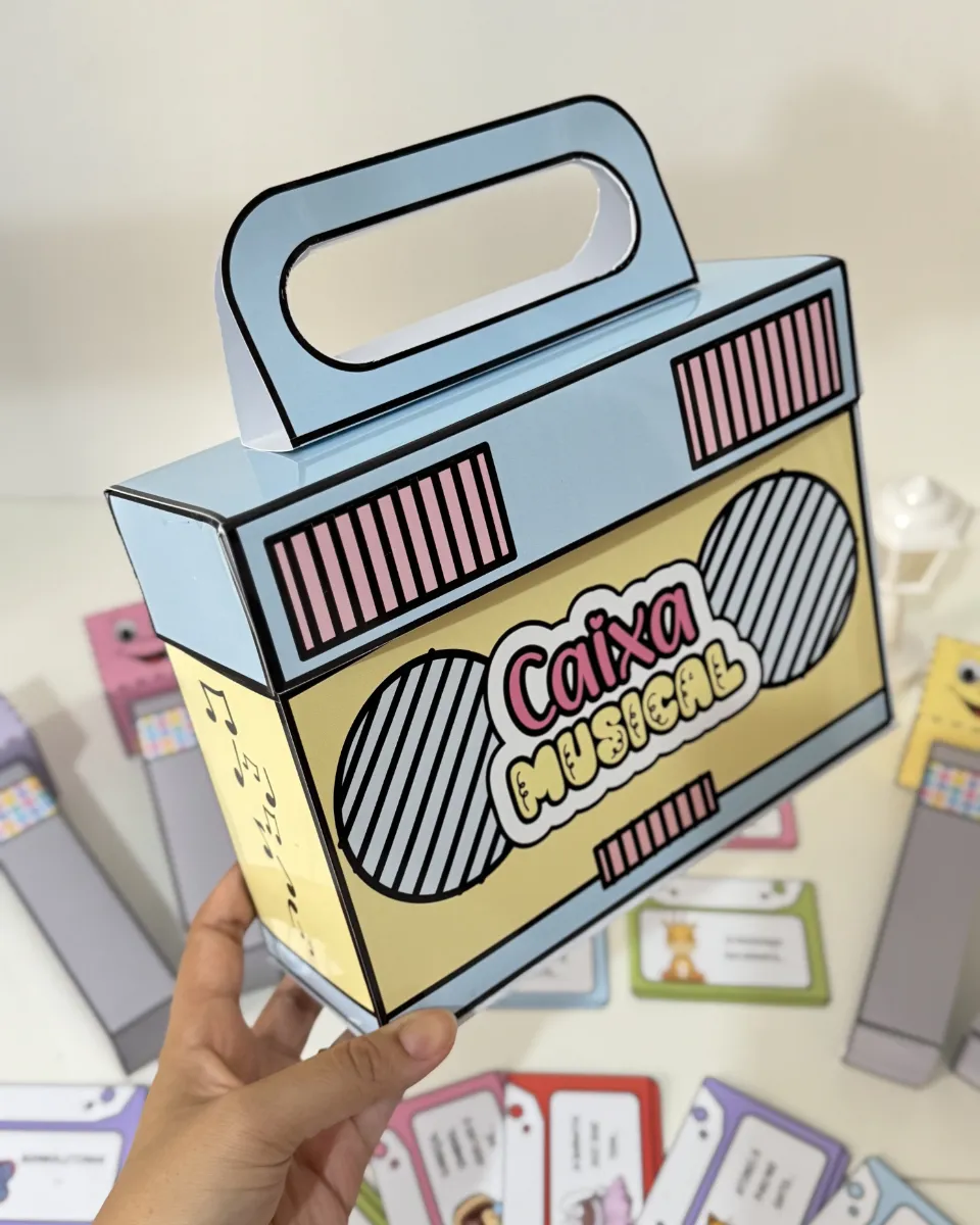 Kit Caixa Musical em PDF para Educação Infantil — amostra 5: Anime a roda de música com 24 fichas ilustradas, caixa em…