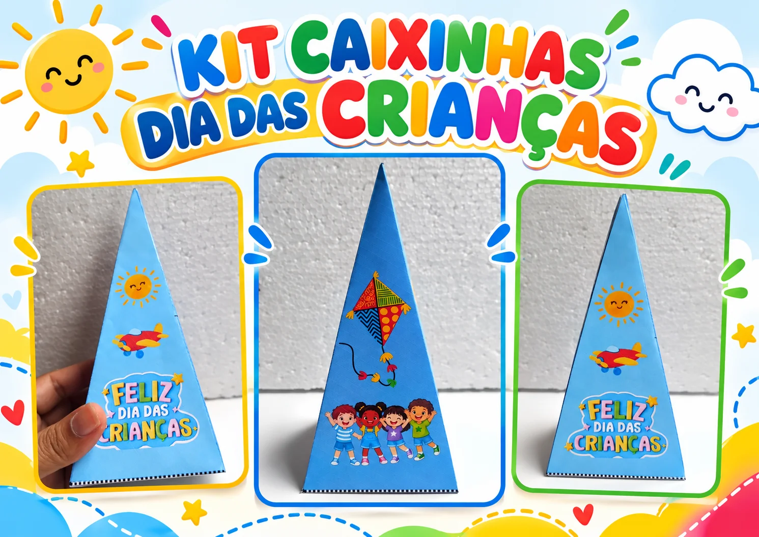 Kit Caixinhas Dia das Crianças para Imprimir – Moldes Pirâmide e Milk. — Alfabetização para Educação Infantil: Kit digital…