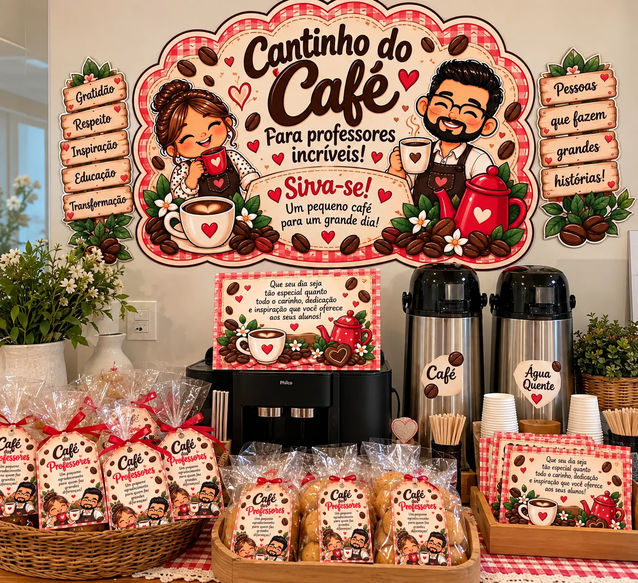 Kit Cantinho do Café dos Professores – Decoração e Homenagem Especial — amostra 1: Kit Cantinho do Café para professores,…