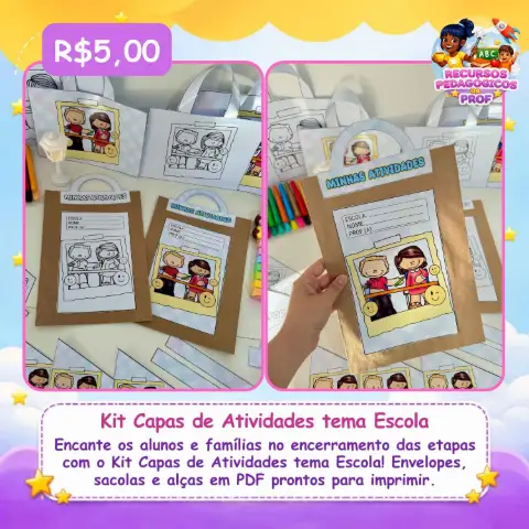 Kit Capas de Atividades tema Escola — capa do material