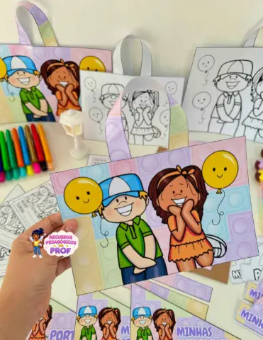 Kit Capas de Atividades tema Festa — amostra 4: Sacolas