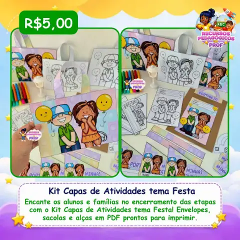 Kit Capas de Atividades tema Festa — capa do material