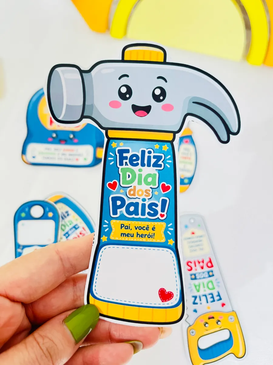 Kit Cartão Ferramentas Dia dos Pais — amostra 2: Professoras, olha que lembrancinha criativa e cheia de carinho para o Dia…