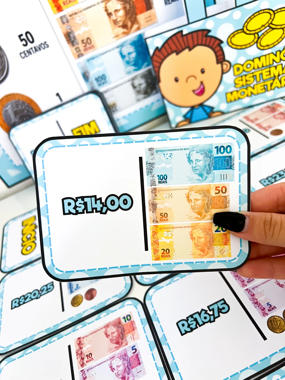 Kit Cartaz e Dominó Sistema Monetário Brasileiro — amostra 1: O que vem no material Kit Cartaz e Dominó Sistema Monetário Brasileiro — amostra 1: O que vem no material