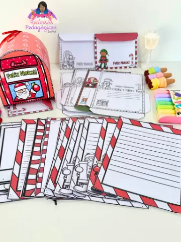 KIT CARTINHAS DE NATAL – UM CORREIO CHEIO DE AFETO! — amostra 5: As crianças escrevem ou desenham mensagens para colegas,…