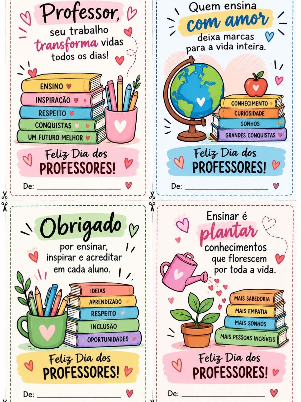 Kit Cartões Dia dos Professores para Imprimir – 12 Modelos — amostra 1: Kit com 12 cartões para o Dia dos Professores, com… Kit Cartões Dia dos Professores para Imprimir – 12 Modelos — amostra 1: Kit com 12 cartões para o Dia dos Professores, com…