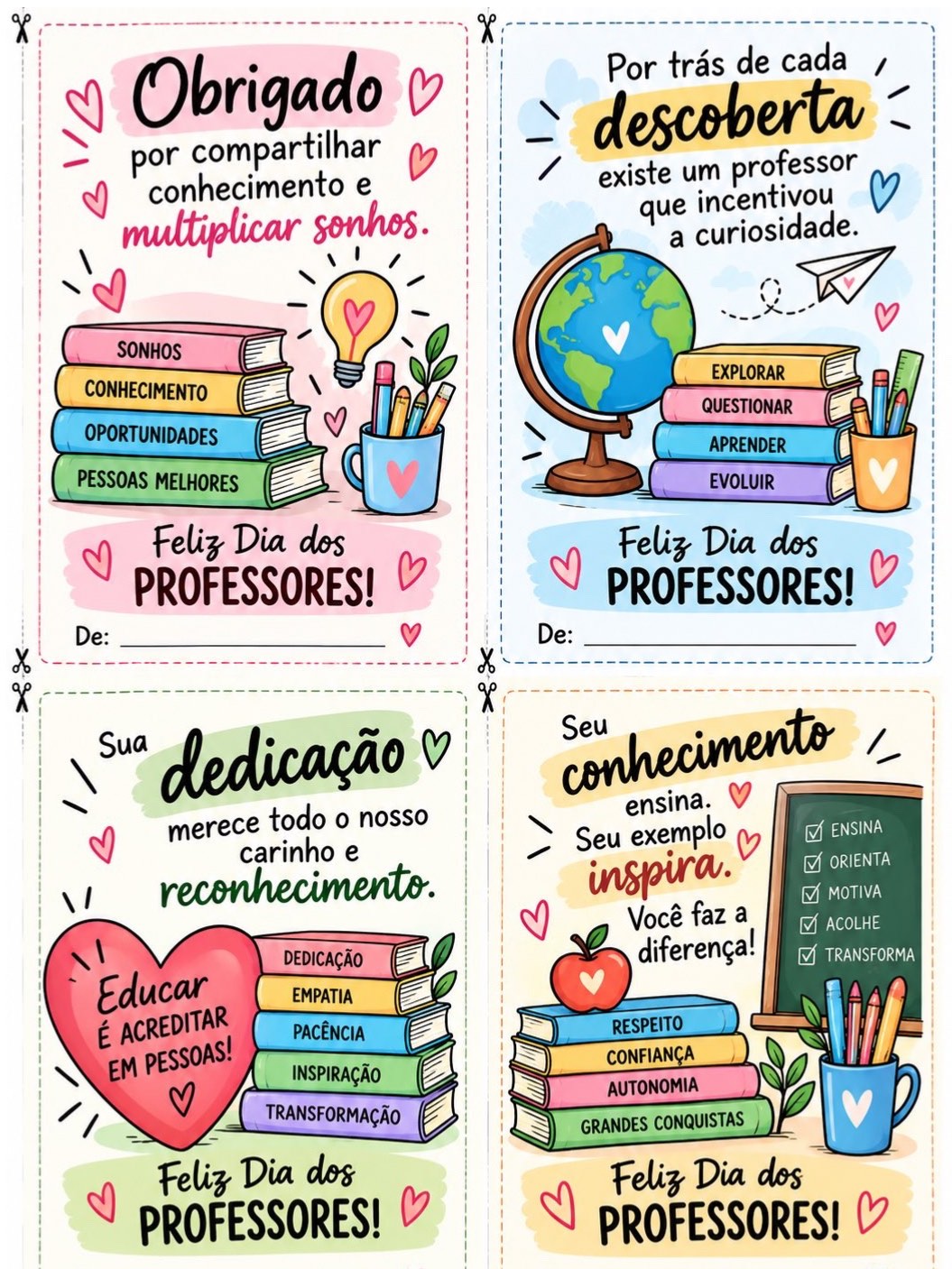 Kit Cartões Dia dos Professores para Imprimir – 12 Modelos — amostra 2: Kit com 12 cartões para o Dia dos Professores, com… Kit Cartões Dia dos Professores para Imprimir – 12 Modelos — amostra 2: Kit com 12 cartões para o Dia dos Professores, com…