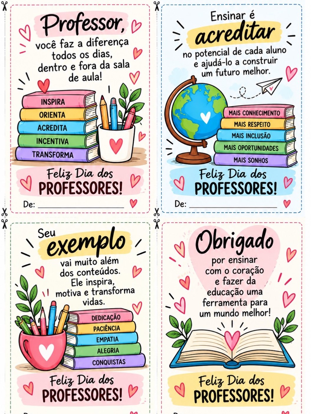 Kit Cartões Dia dos Professores para Imprimir – 12 Modelos — amostra 3: Kit com 12 cartões para o Dia dos Professores, com… Kit Cartões Dia dos Professores para Imprimir – 12 Modelos — amostra 3: Kit com 12 cartões para o Dia dos Professores, com…