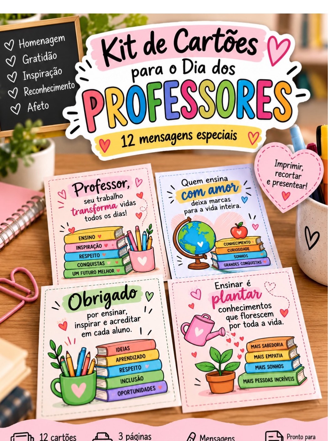 Kit Cartões Dia dos Professores para Imprimir – 12 Modelos — Datas comemorativas para Todas as séries: Kit com 12 cartões… Kit Cartões Dia dos Professores para Imprimir – 12 Modelos — Datas comemorativas para Todas as séries: Kit com 12 cartões…