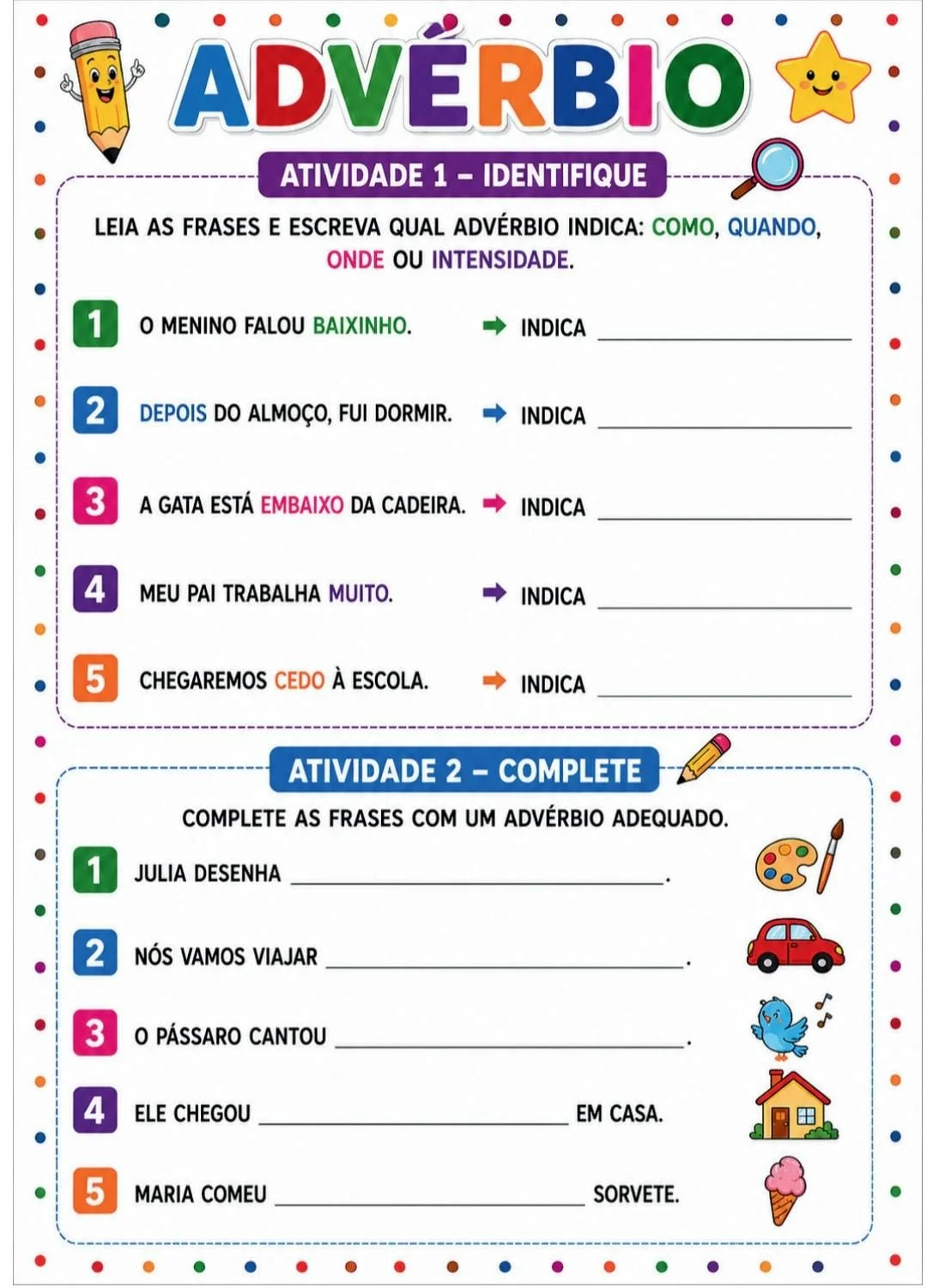 📚✨ KIT COM 10 ATIVIDADES – ADVÉRBIOS E GÊNERO TEXTUAL: TIRINHAS ✨📚 — amostra 3: 📚✨ KIT COM 10 ATIVIDADES – ADVÉRBIOS E…