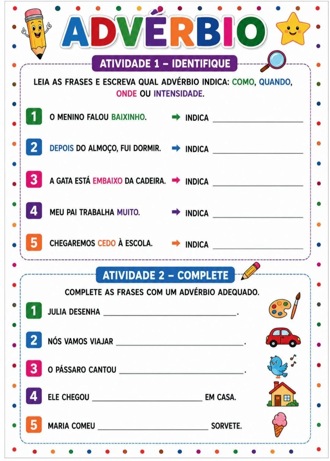 📚✨ KIT COM 10 ATIVIDADES – ADVÉRBIOS E GÊNERO TEXTUAL: TIRINHAS ✨📚 — amostra 5: 📚✨ KIT COM 10 ATIVIDADES – ADVÉRBIOS E…