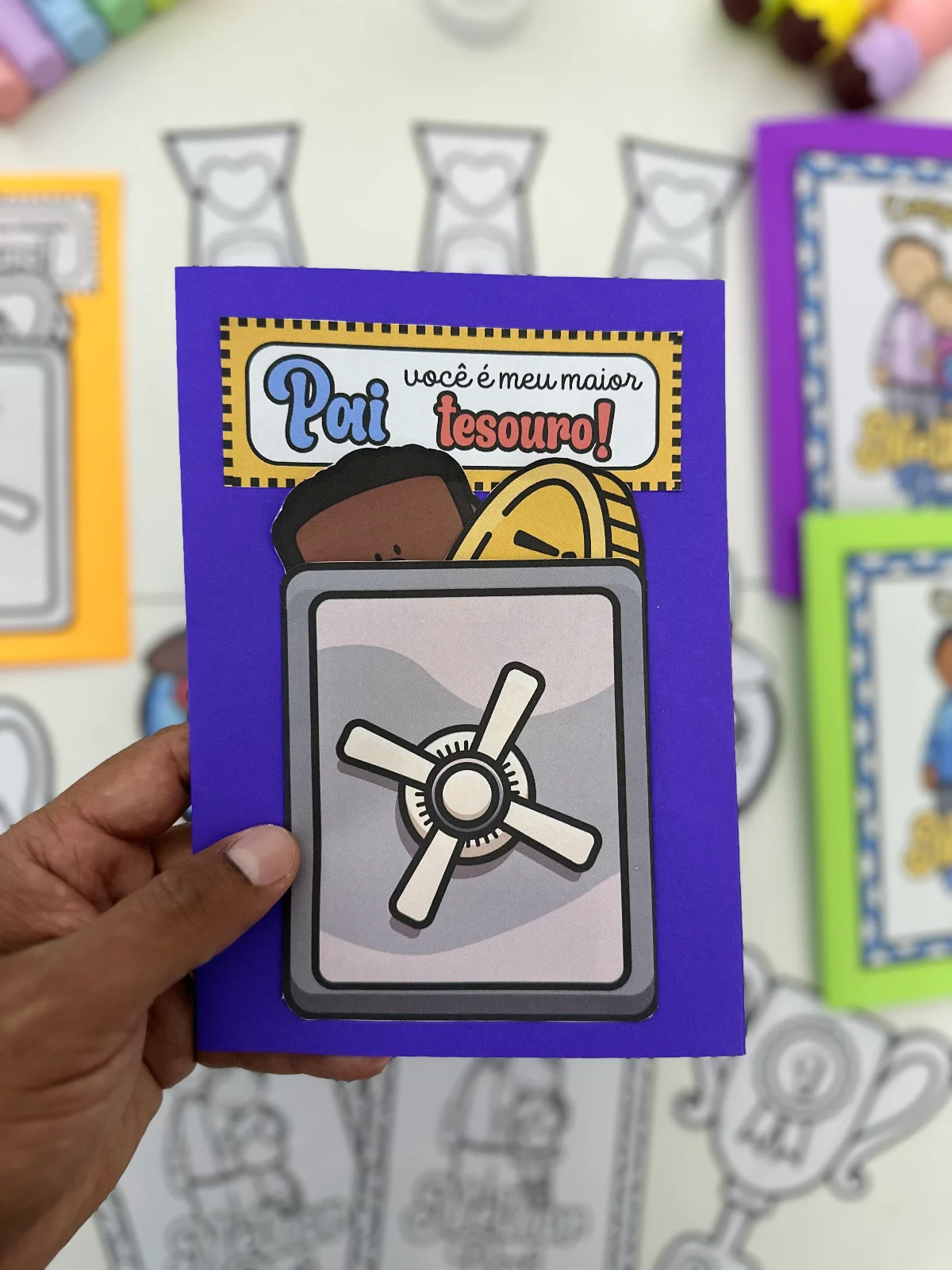 Kit com 4 opções de cartões para o Dia dos Pais — amostra 4: Kit com 4 opções de cartões para o Dia dos Pais