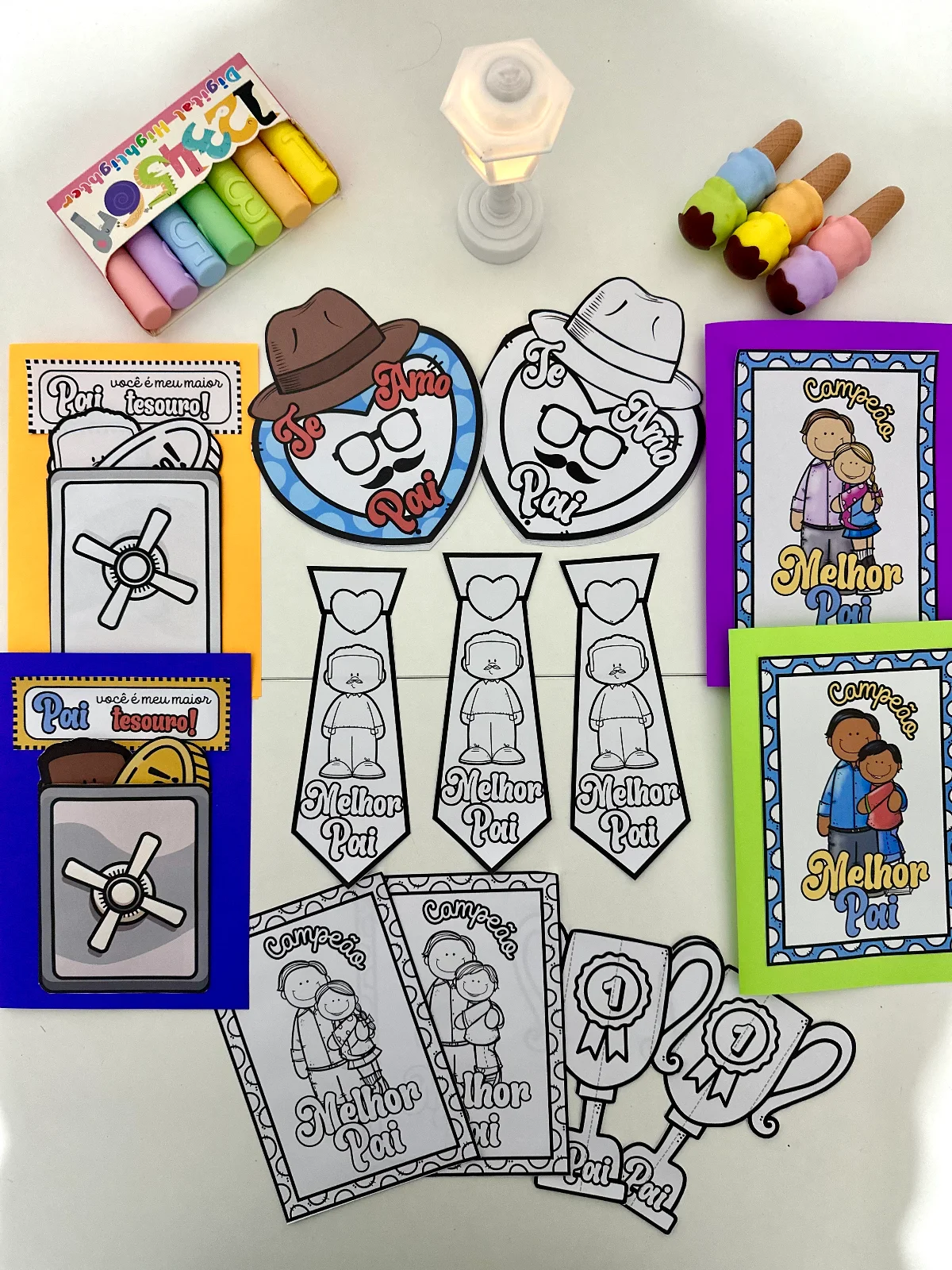 Kit com 4 opções de cartões para o Dia dos Pais — capa do material