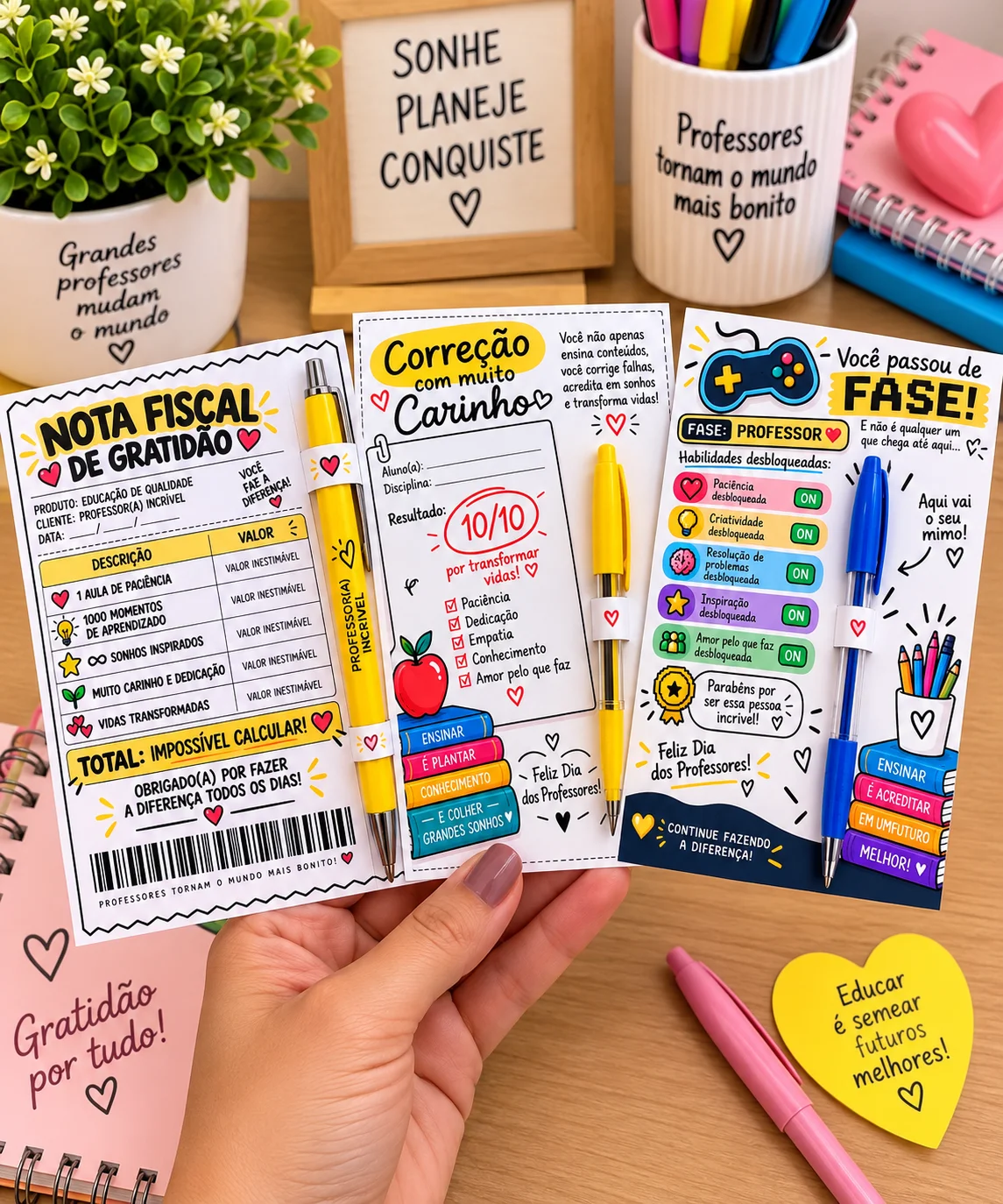 Kit com 5 modelos de cartões para o Dia dos Professores — capa do material