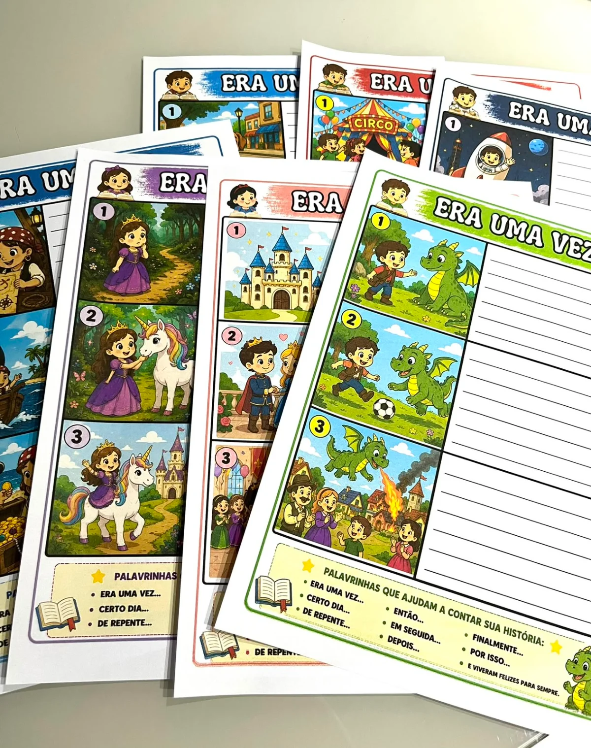 kit com 6 Atividades produção de texto — Jogos pedagógicos para Educação Infantil: Esse material trabalha: ✅ Produção…