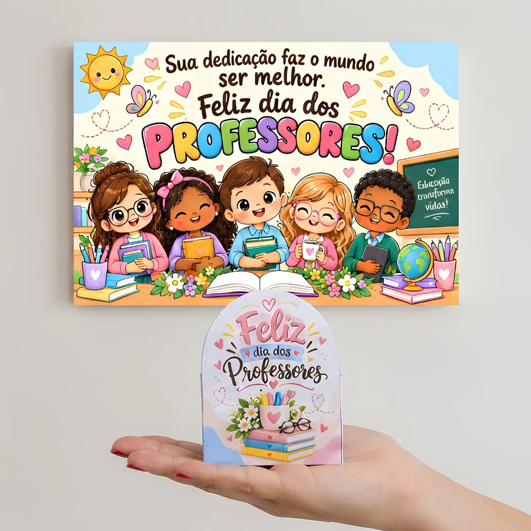 Kit com Painel e Porta Bombom - Dia dos Professores — amostra 2: Celebre o Dia dos Professores com um painel especial e…