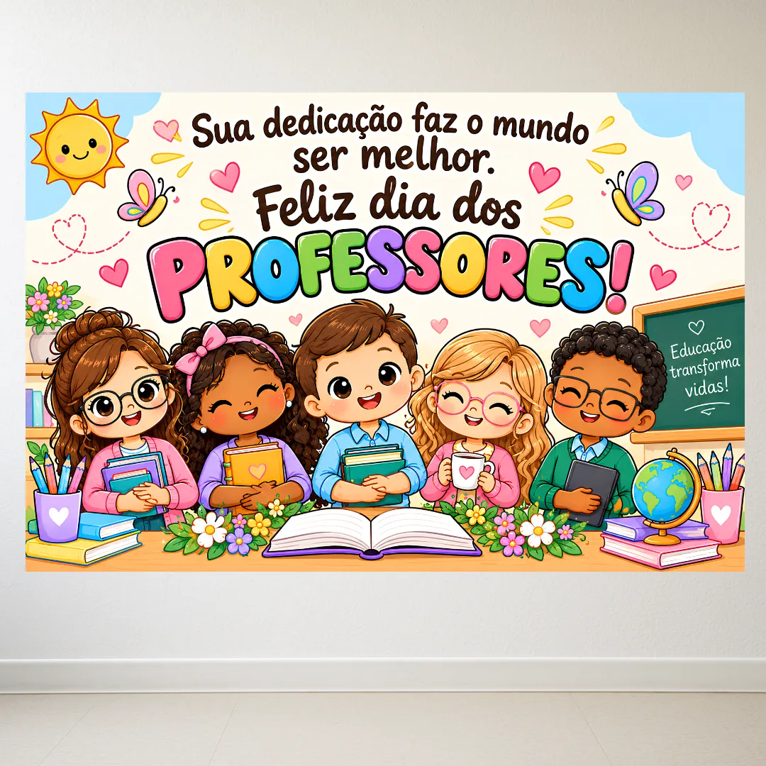 Kit com Painel e Porta Bombom - Dia dos Professores — amostra 3: Celebre o Dia dos Professores com um painel especial e…