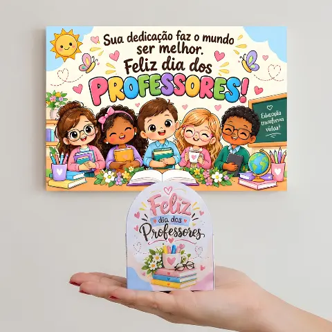 Kit com Painel e Porta Bombom - Dia dos Professores — capa do material