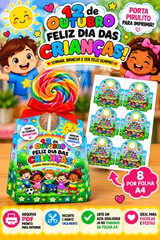 Kit Completo Dia das Crianças 12 de Outubro — amostra 1: Kit Dia das Crianças em PDF, pronto para imprimir