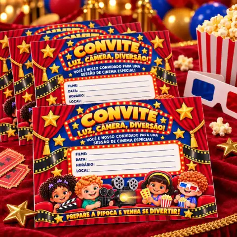 Kit completo dia do cinema infantil: Painel,lembrancinhas e muito mais — amostra 4: Transforme sua sala em um cinema