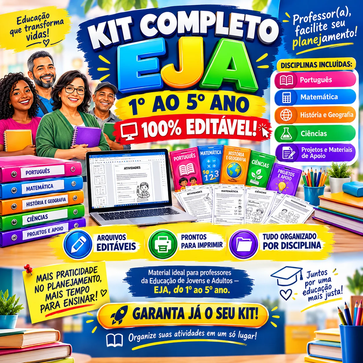 Kit Completo EJA 1º ao 5º Ano – Editável — Matemática para 5º ano: 📚 Kit Completo EJA do 1º ao 5º ano