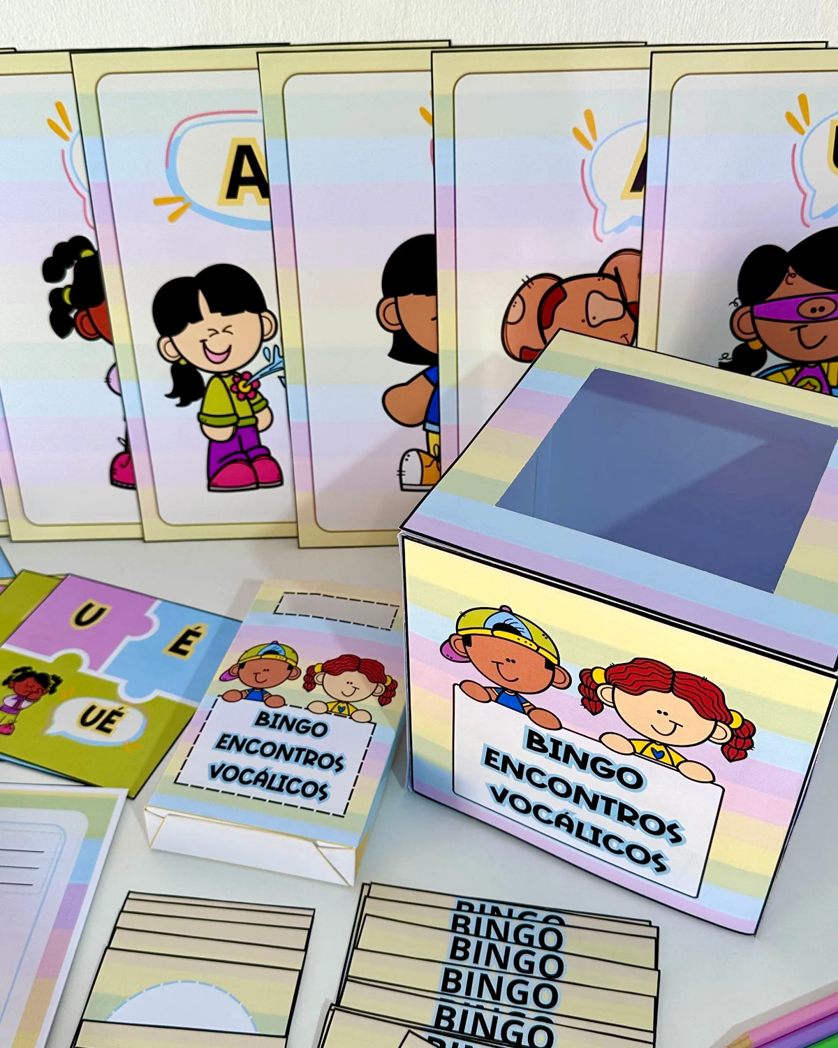 Kit Completo Encontros Vocálicos: bingo, quebra-cabeças, cartaz e — amostra 5: Domine os encontros vocálicos de forma lúdica