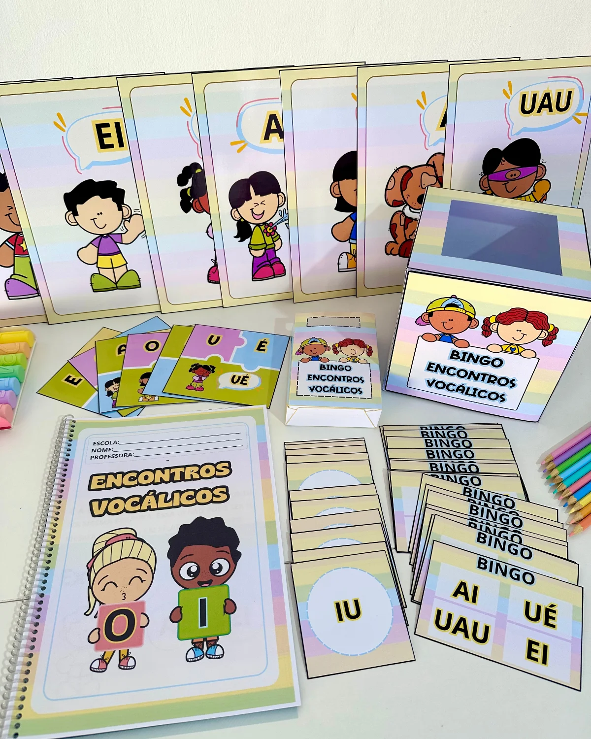 Kit Completo Encontros Vocálicos: bingo, quebra-cabeças, cartaz e — Alfabetização para Educação Infantil: Domine os…