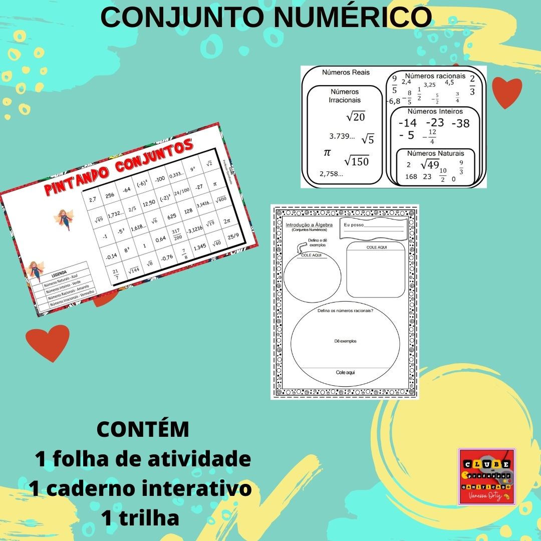 Kit conjunto numérico – Material Pedagógico — Matemática para Fundamental II (6º–9º): 1 trilha i cadero interativo 1 folha…