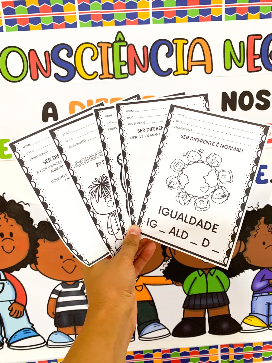 Kit Consciência Negra Completo: Parte 1 e 2 — amostra 3: Kit completo para Consciência Negra com painel, atividades, caixa,…