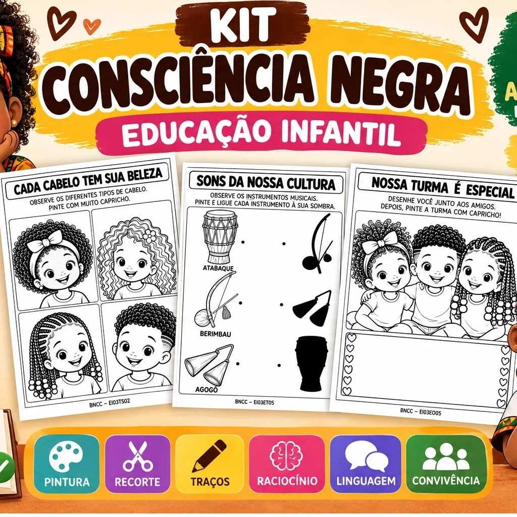 Kit Consciência Negra para Educação Infantil – 15 Atividades Prontas — amostra 1: Kit Consciência Negra para Educação…
