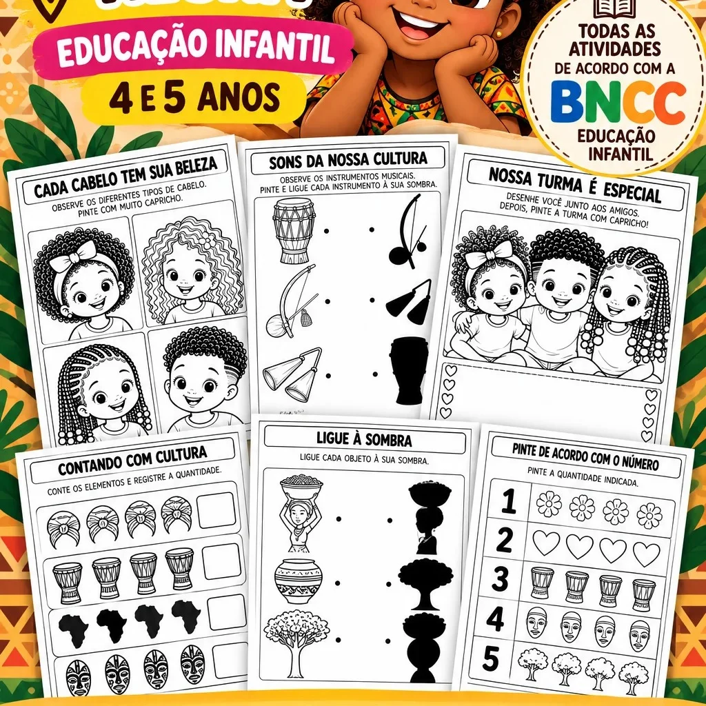 Kit Consciência Negra para Educação Infantil – 15 Atividades Prontas — amostra 3: 15 atividades de Consciência Negra para…