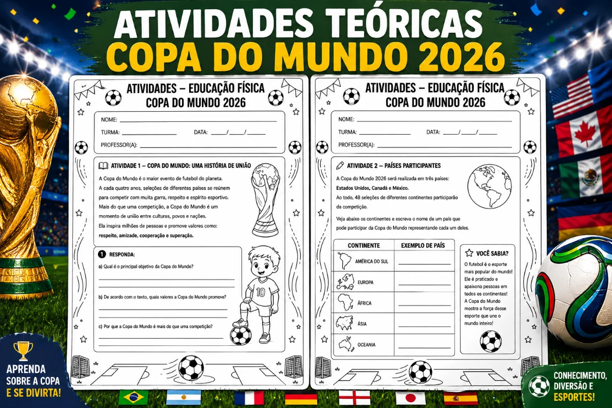 Kit Copa do Mundo 2026 – Atividades de Educação Física Escolar — amostra 3: 🎯 Benefícios para o Professor