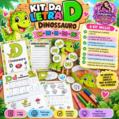 Kit da Letra D – Dinossauro | Atividades de Alfabetização — capa do material