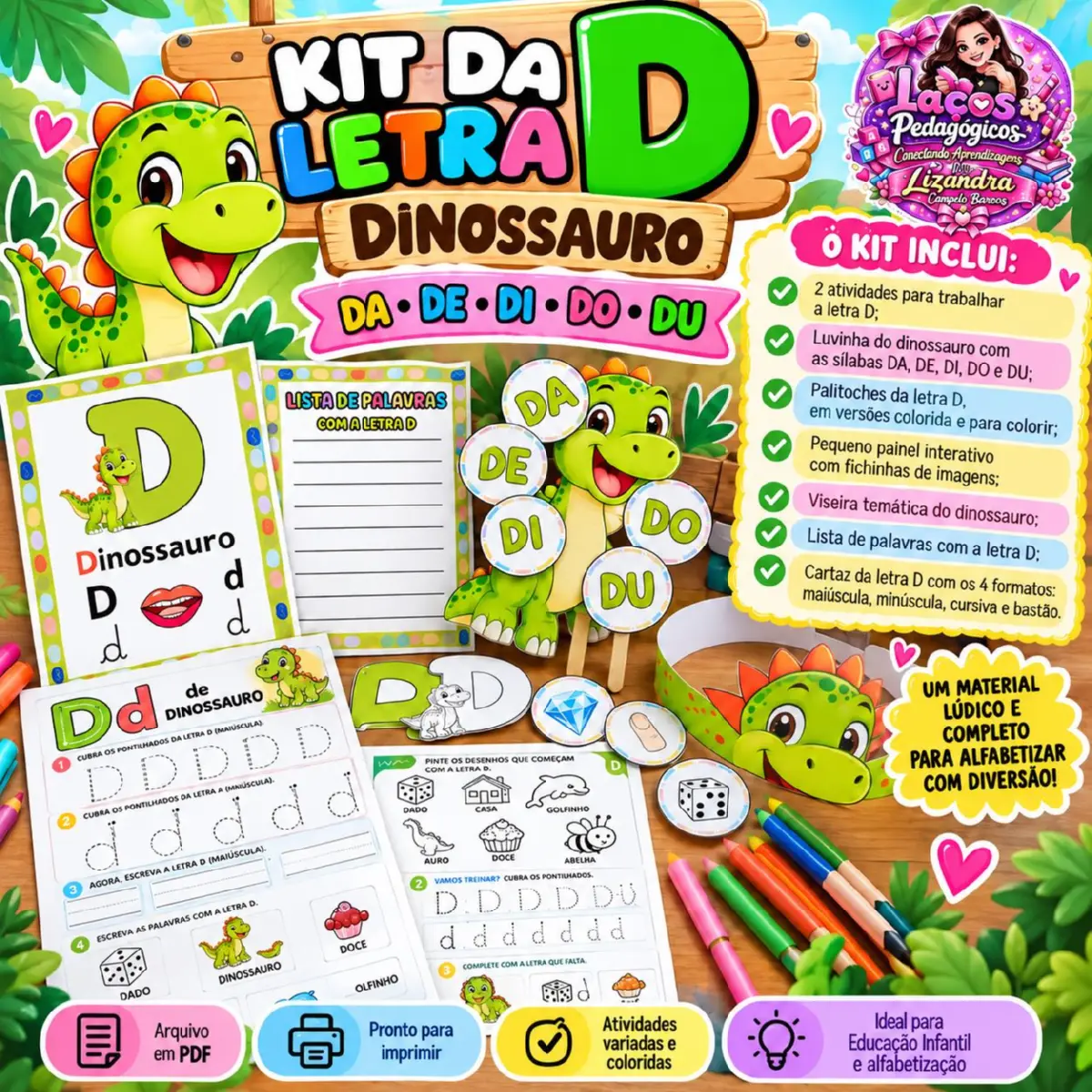 Kit da Letra D – Dinossauro | Atividades de Alfabetização — Alfabetização para Educação Infantil: Um kit completo, lúdico e…