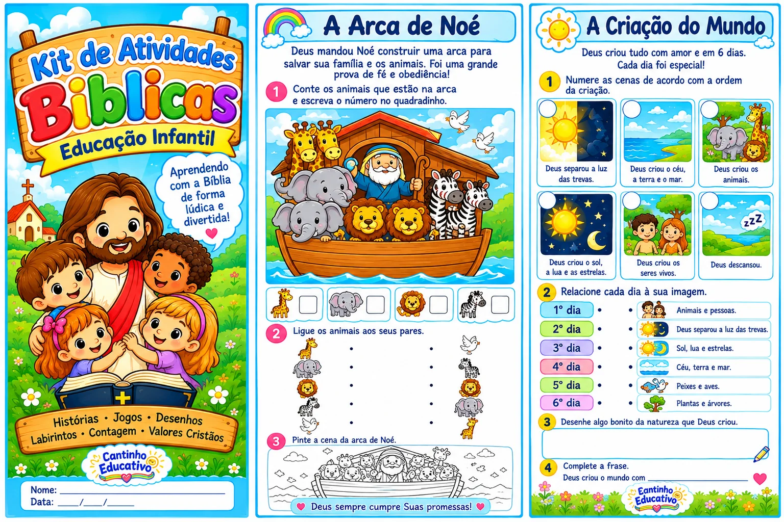 Kit de Atividades Bíblicas – Educação Infantil — amostra 1: Uma maneira divertida e educativa de aproximar as crianças das…