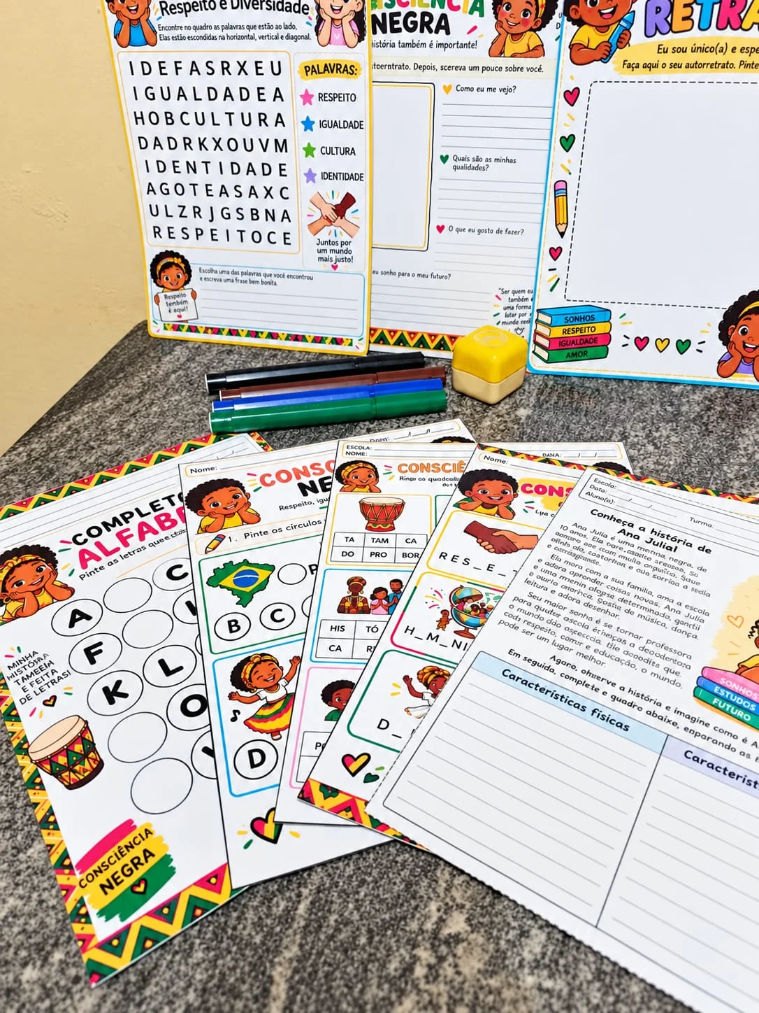 ✨ KIT DE ATIVIDADES – CONSCIÊNCIA NEGRA | 1º AO 5º ANO 📚🤎 — amostra 1: 🖤✨ KIT DE ATIVIDADES – CONSCIÊNCIA NEGRA | 1º AO…