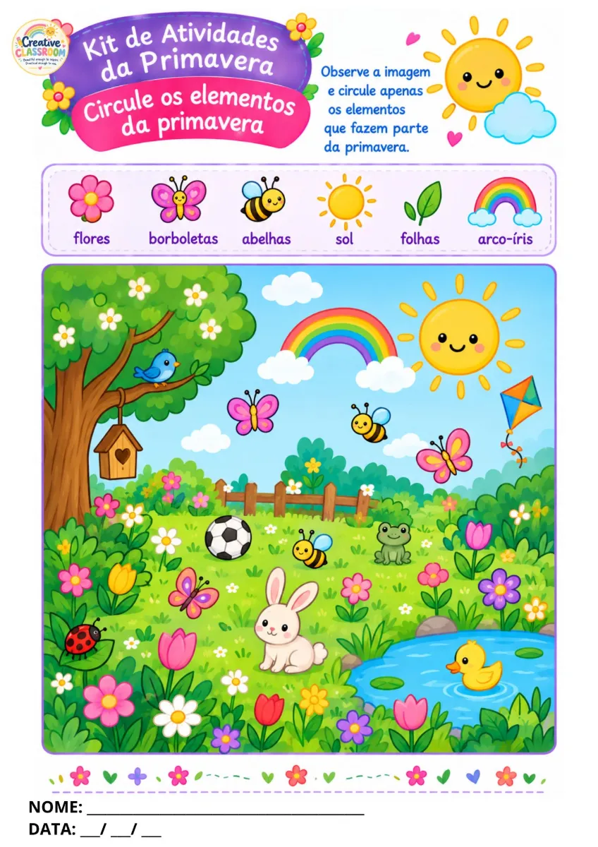 Kit de Atividades da Primavera Ensino Infantil — amostra 2: 🌸 O Kit de Atividades da Primavera traz 24 páginas com jogos…