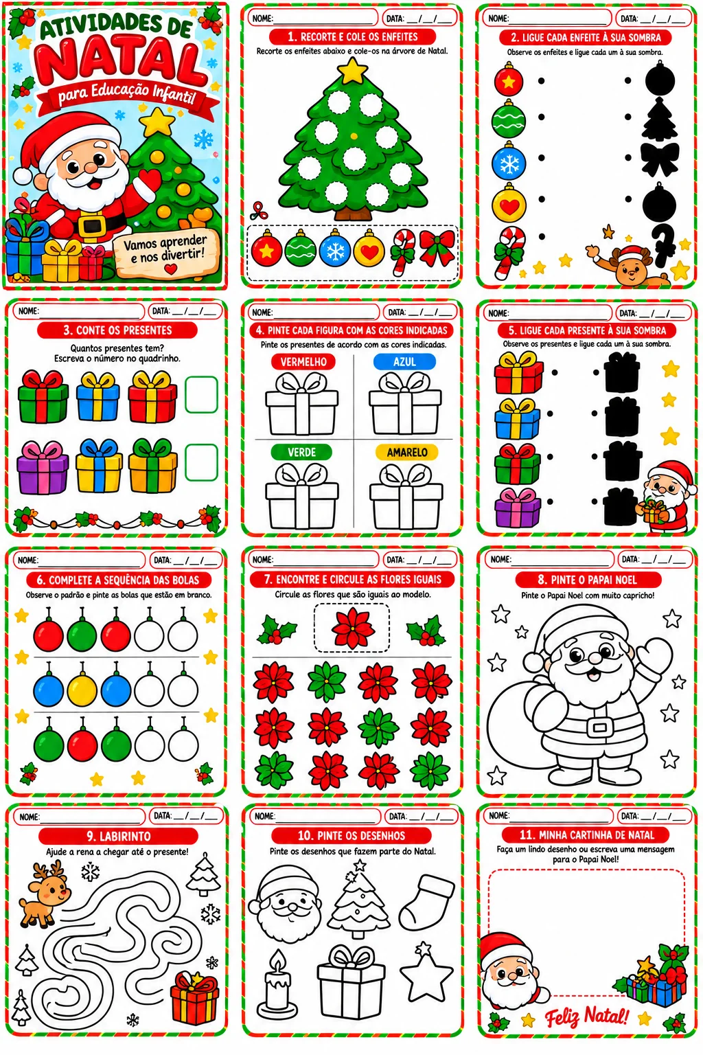 Kit de Atividades de Natal para Educação Infantil em PDF — amostra 1: ❤️ Produzido com carinho pela Encanto Educativo, para…