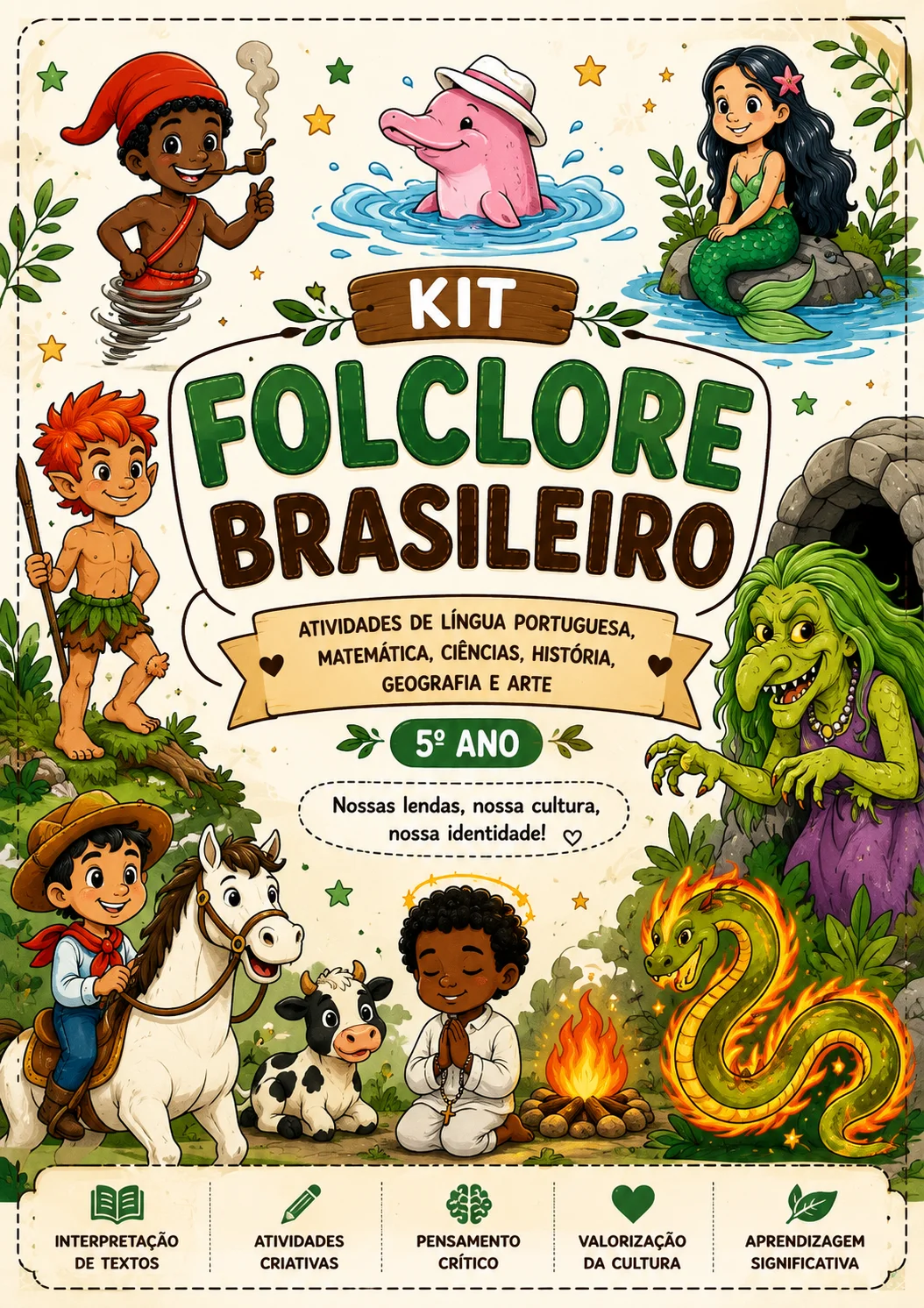 Kit de Atividades Folclore Brasileiro 5º Ano em PDF — capa do material