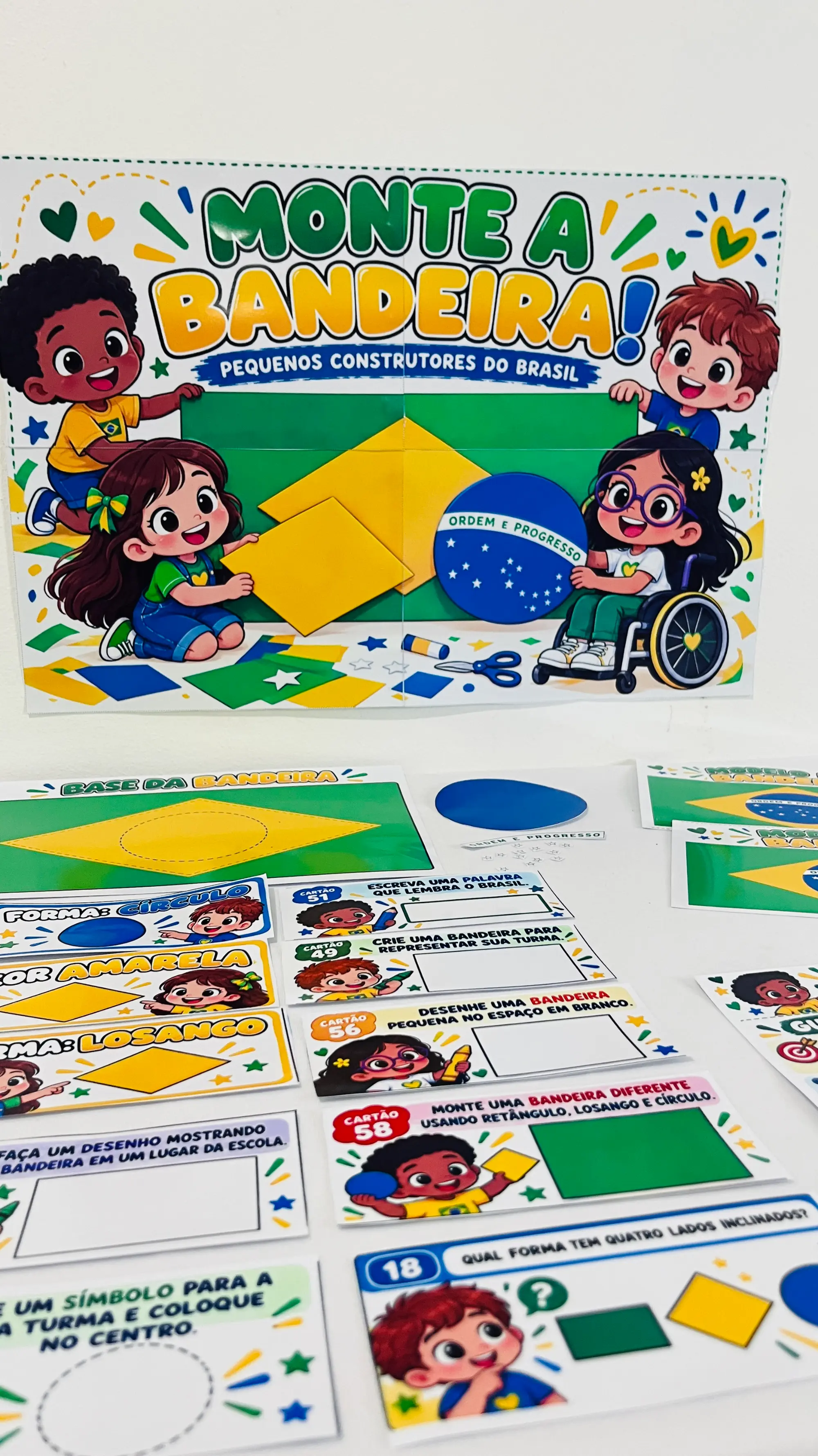 Kit de Atividades Interativas - Dia Bandeira do Brasil — amostra 2: Kit pedagógico com montagem da bandeira,…