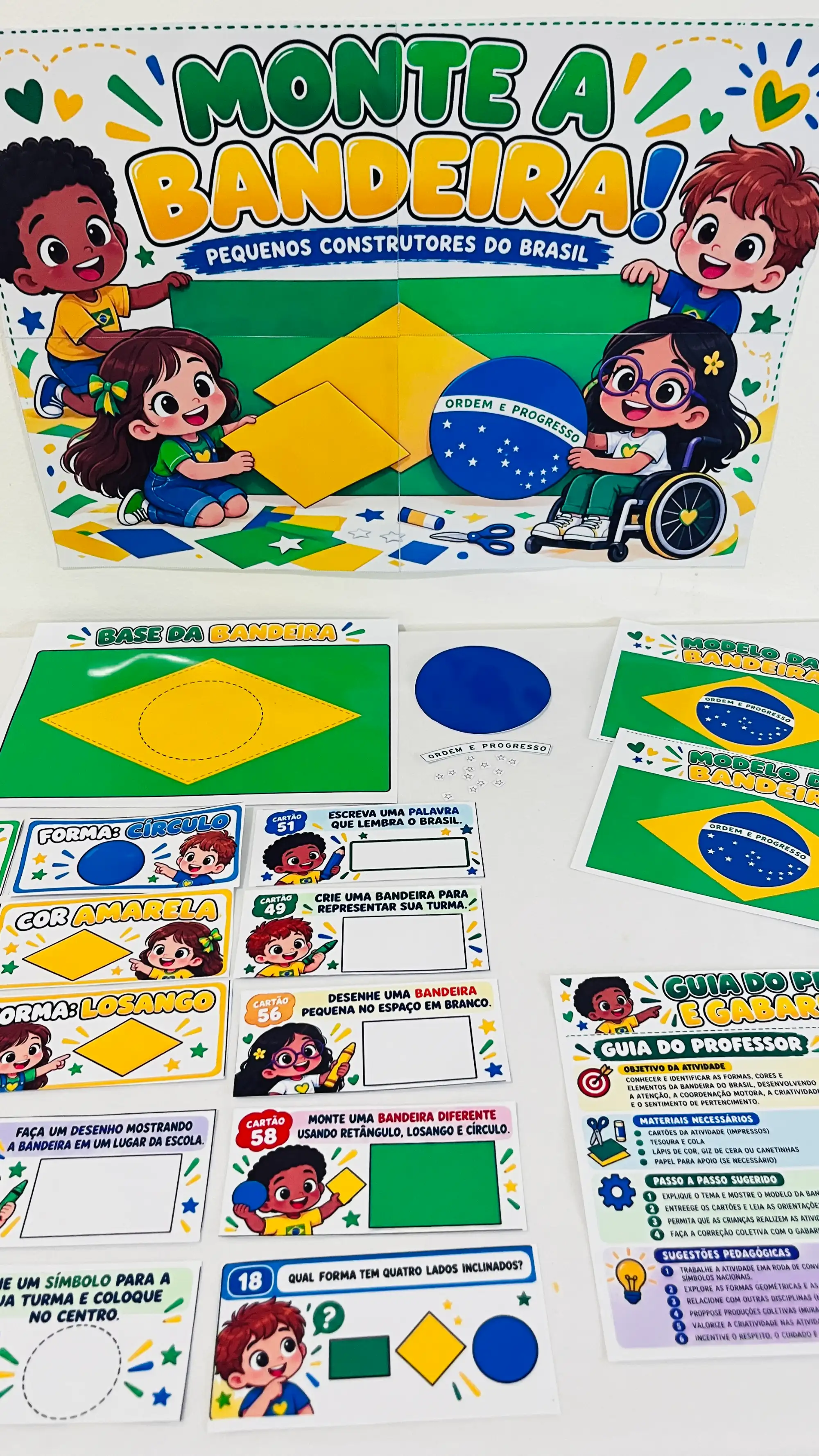 Kit de Atividades Interativas - Dia Bandeira do Brasil — História para Educação Infantil: Kit pedagógico com montagem da…