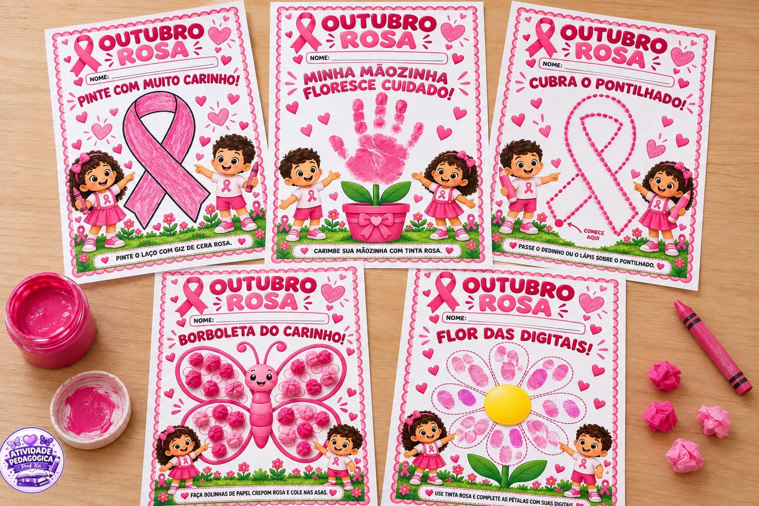 KIT DE ATIVIDADES — OUTUBRO ROSA 🎀 — Datas comemorativas para Educação Infantil: Um material lindo e educativo,…