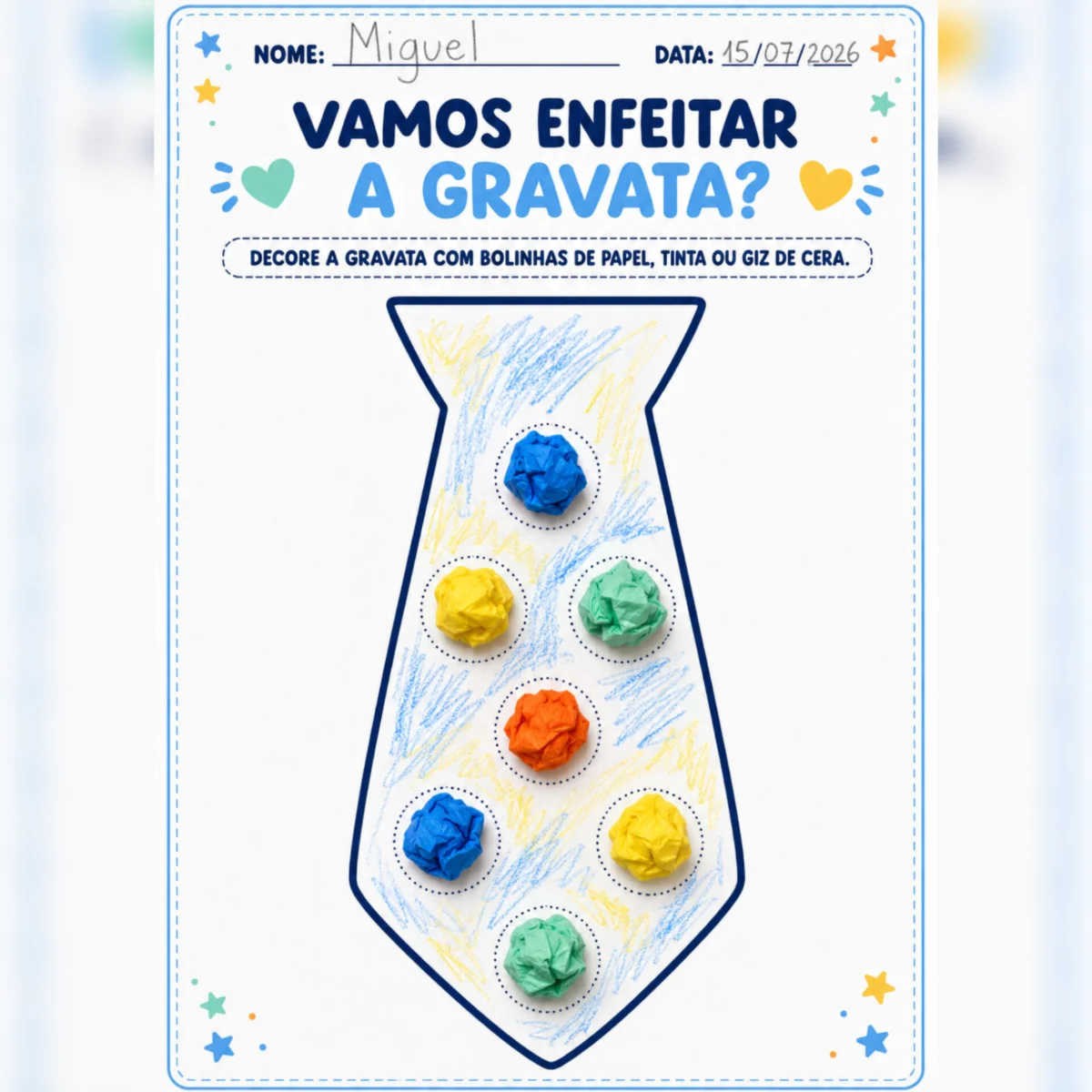 💙 KIT DE ATIVIDADES PARA O DIA DOS PAIS 💙 — amostra 2: Prepare uma homenagem cheia de carinho com seus pequenos