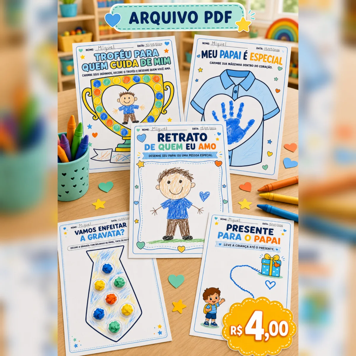 💙 KIT DE ATIVIDADES PARA O DIA DOS PAIS 💙 — Datas comemorativas para Educação Infantil: Prepare uma homenagem cheia de…