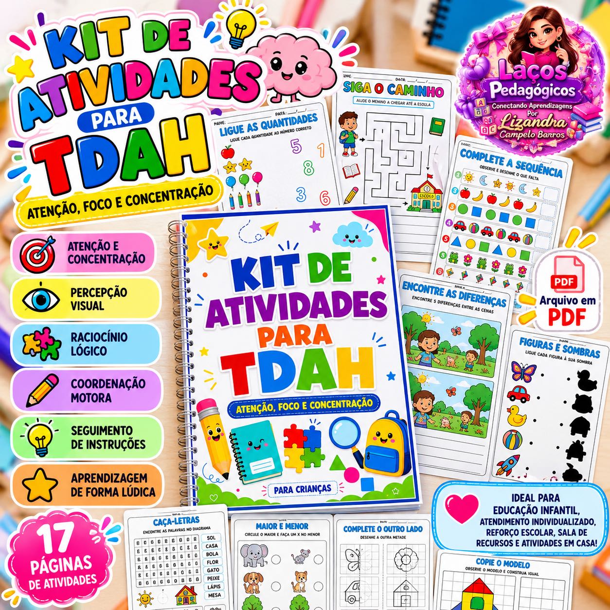 Kit de Atividades para TDAH – Atenção, Foco e Concentração — Alfabetização para Educação Infantil: Um material pedagógico…