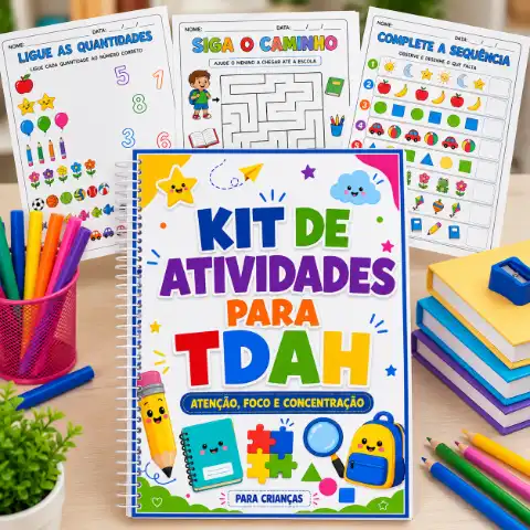 Kit de Atividades para TDAH – Atenção, Foco e Concentração — capa do material