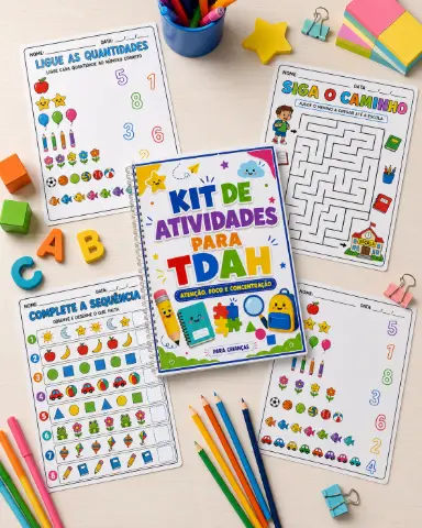Kit de Atividades para TDAH – Atenção, Foco e Concentração — capa do material